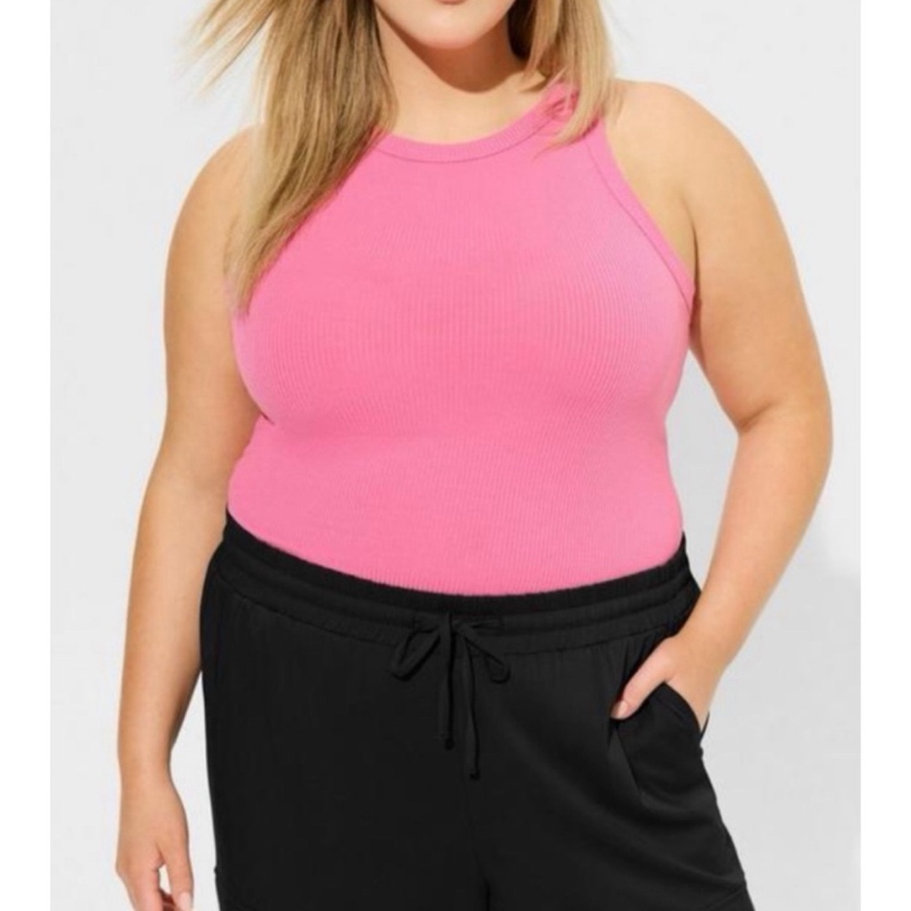 🆕 Super Soft Rib High Neck Tank Top 2 2X 18 20 NWT Torrid New! Pink